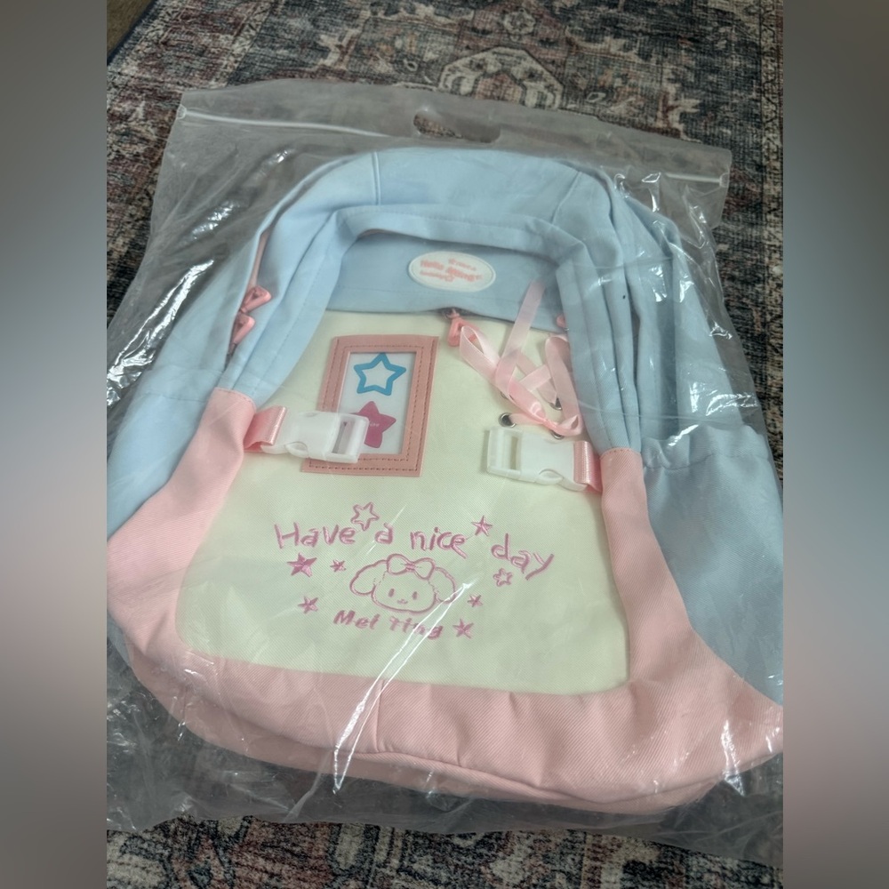Kawaii backpack Kids Backpack - Pastel Blue & Pink "Have a Nice Day"